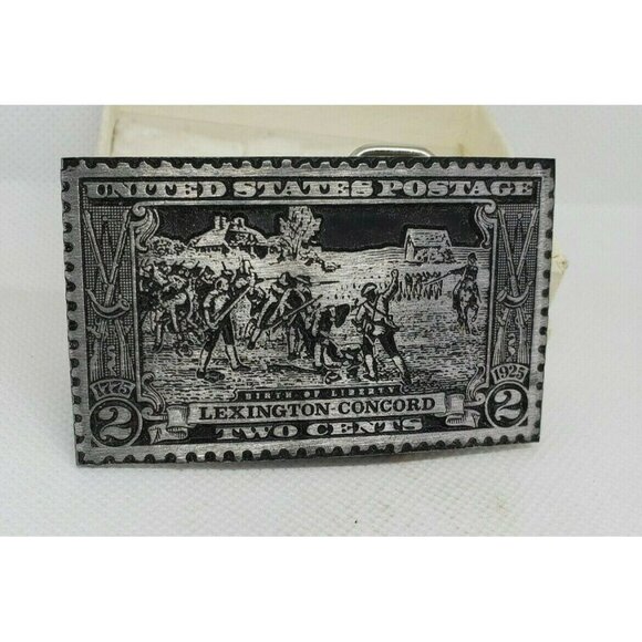 U.S Postage Lexington Concord 2 Cents Solid Pewter 1775-1925 Belt Buckle - Picture 1 of 10
